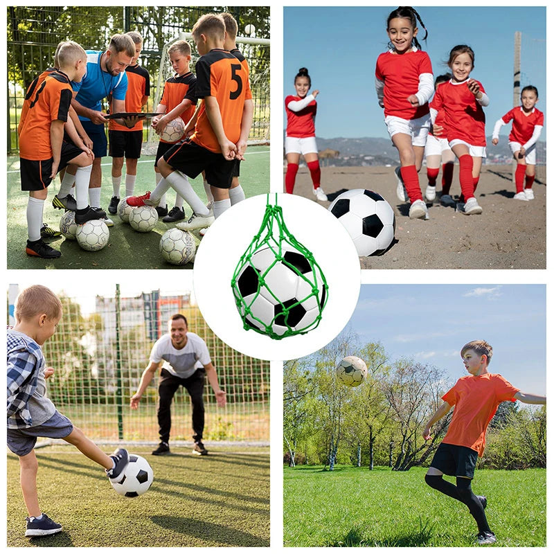 Youth Football Self Trainer Kick Net Pocket Professional Outdoor Sport Nylon Net Basketball Bag Solid Mesh Soccer Ball Carry Bag