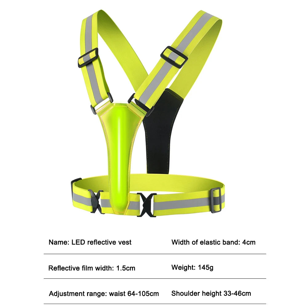 LED Running Vest USB Rechargeable Reflective Glowing Reflector Straps High Visibility Night Running Riding Clothing Elastic Band