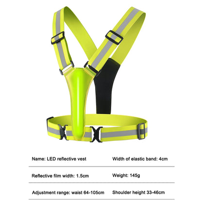 LED Running Vest USB Rechargeable Reflective Glowing Reflector Straps High Visibility Night Running Riding Clothing Elastic Band