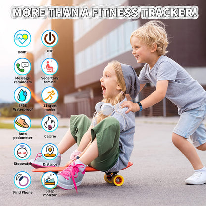 Children's Fitness Tracker Watch with Pedometer, Stopwatch, IP68 Waterproof Rating, and 11 Sport Modes for Ages 6-16